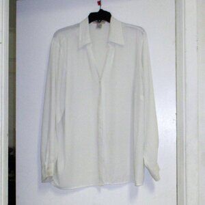 Long Sleeve Collared “Notations” Tailored Button Down Shirt Sz:1x Off White